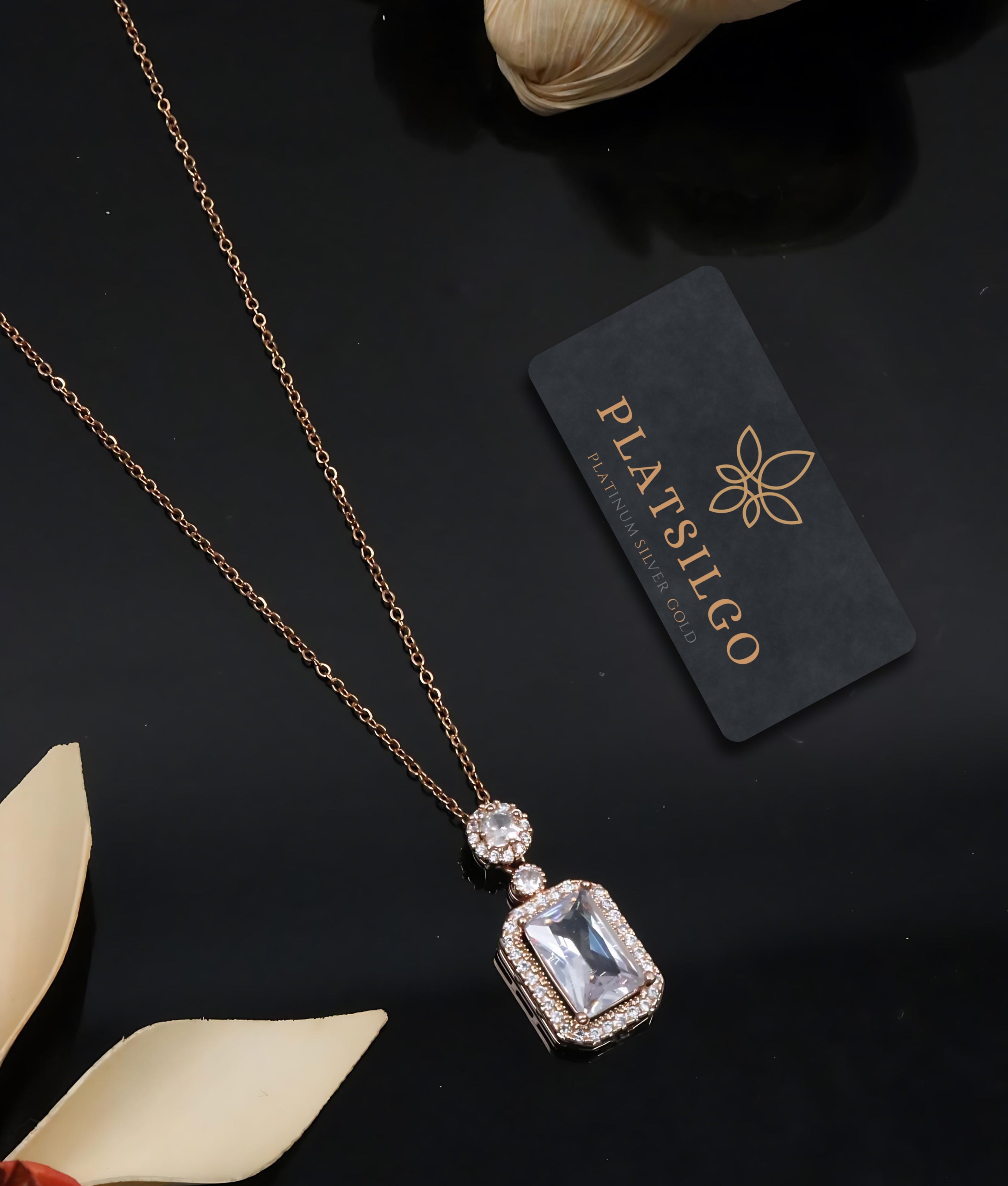 Rose Gold Square Cut Crystal Pendant