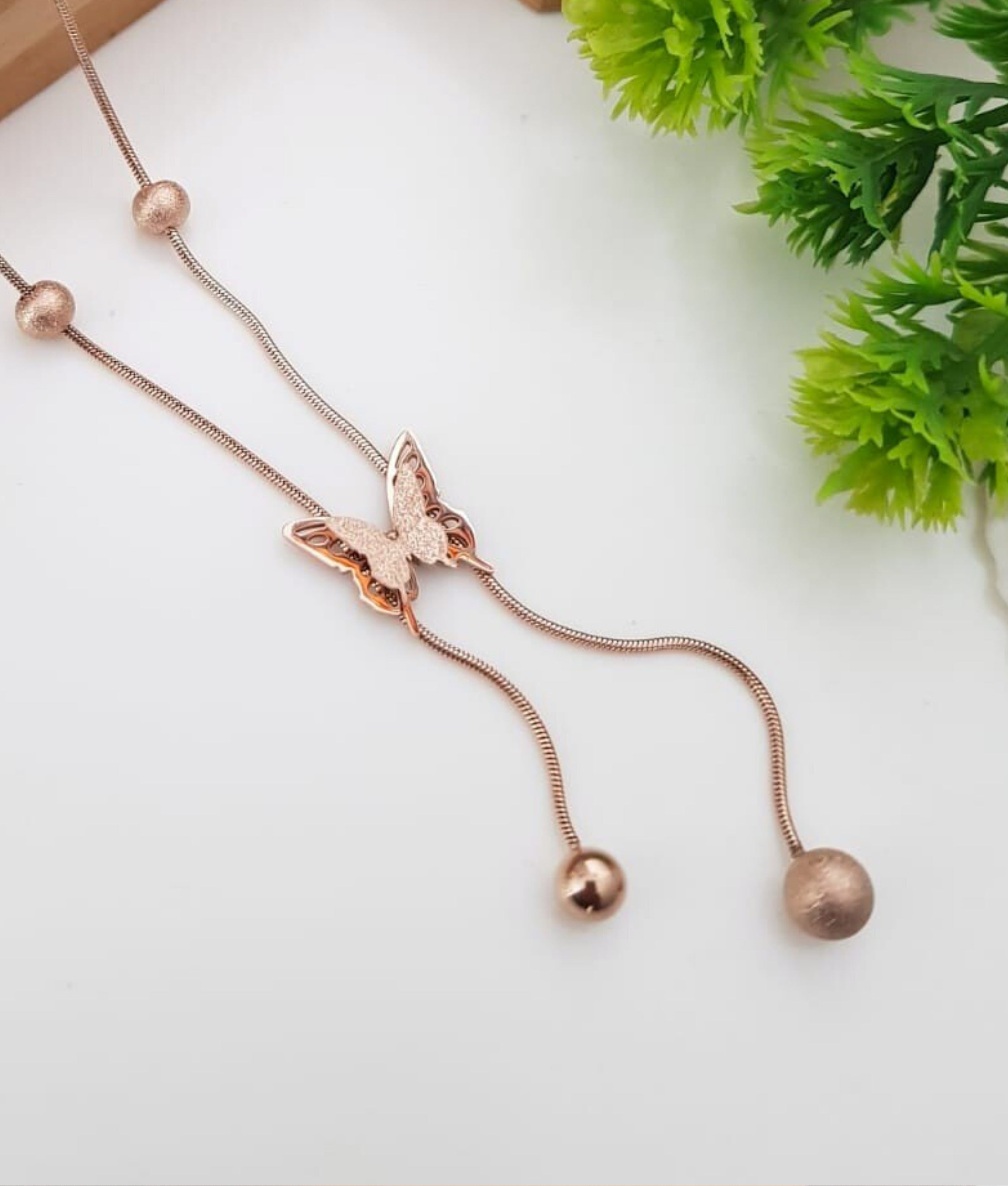 Butterfly Necklace: Elegance in Rose Gold | Oxidized Jewellery