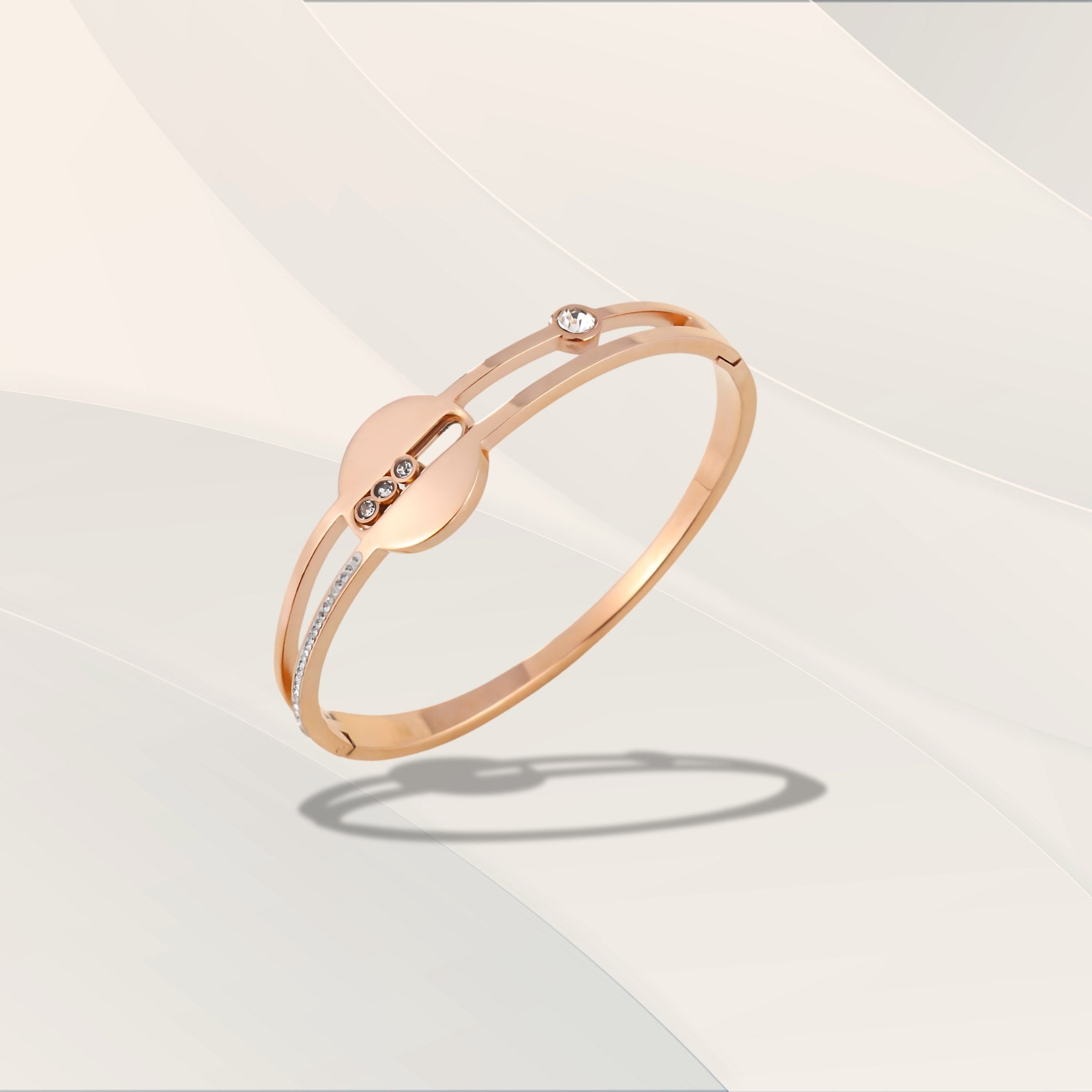 Elegant Rose Gold Bracelet with Diamond Center - Platsilgo