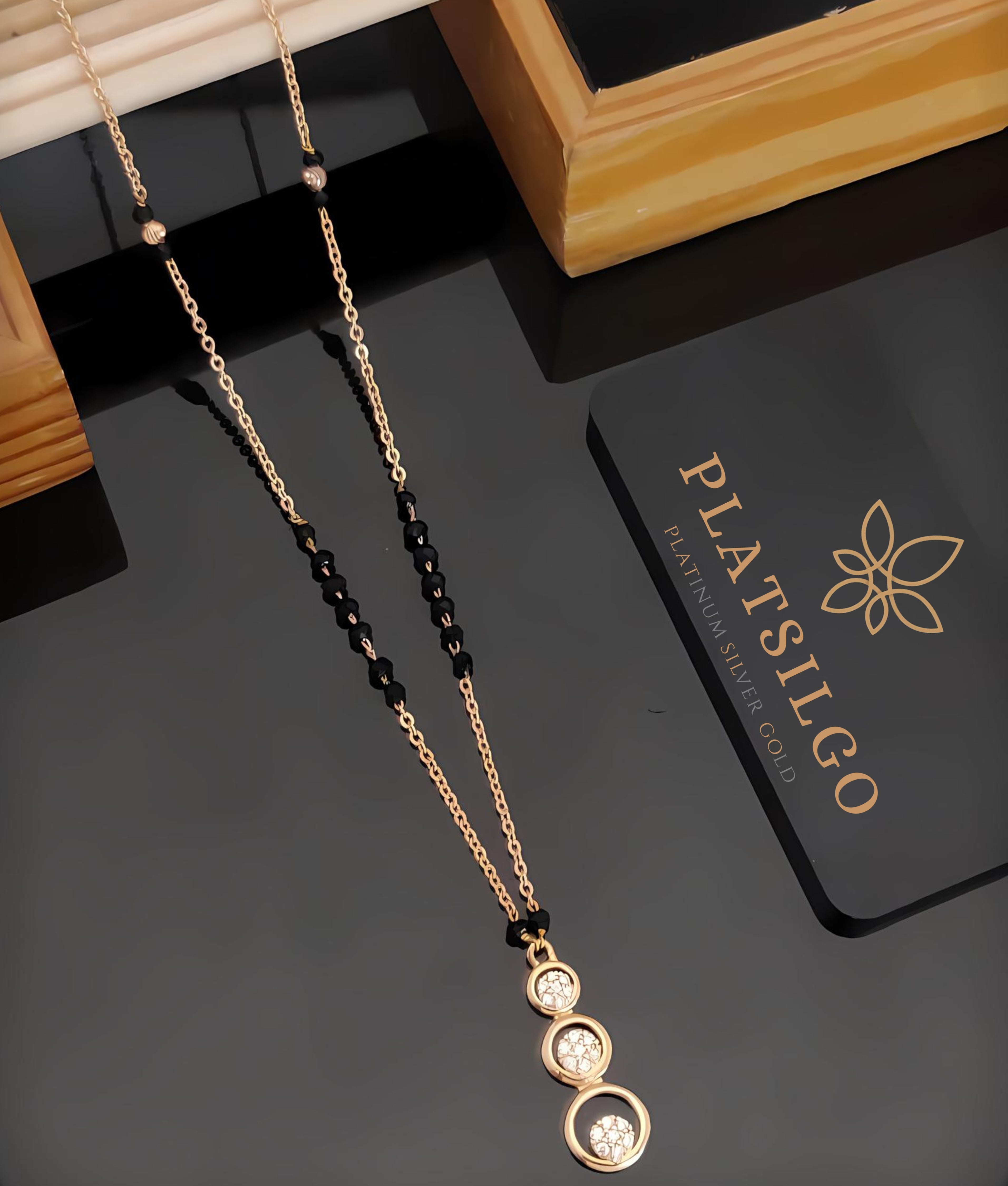 Elegant Black Stone Mangalsutra - Platsilgo