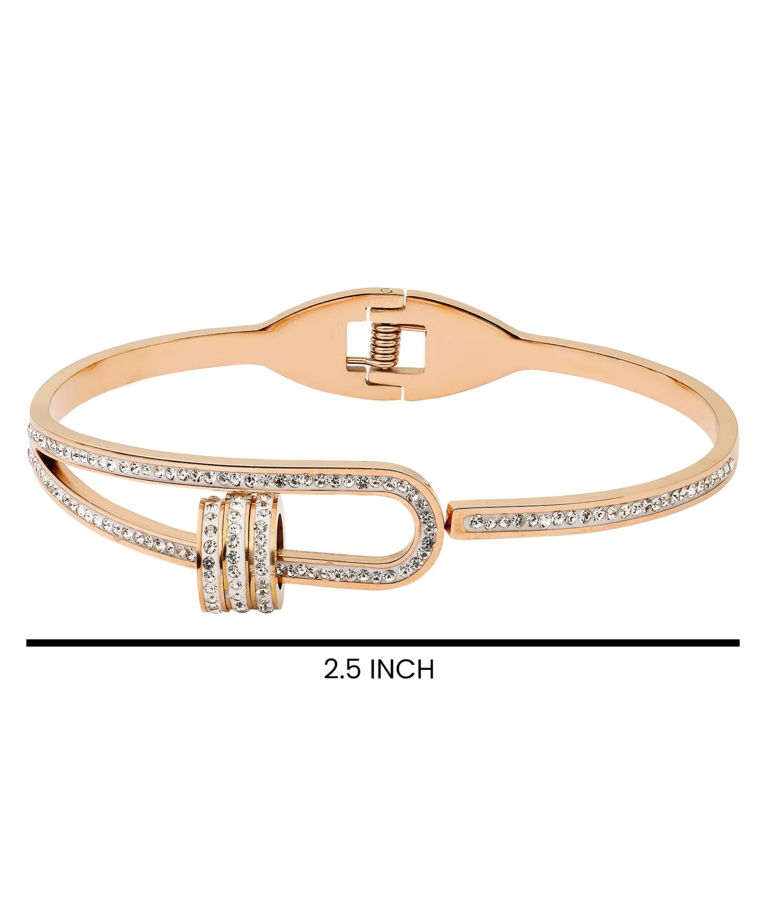 Elegant Gold Tone Bracelet with Diamond Clasp