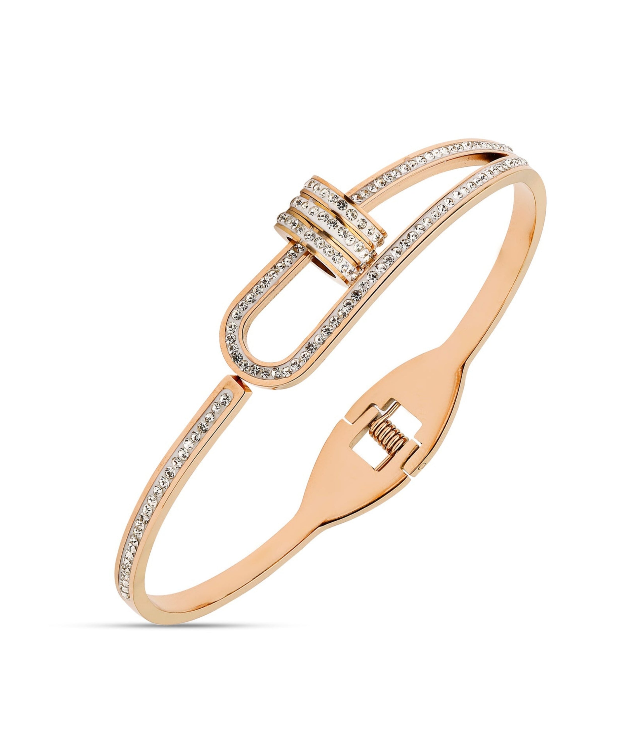 Elegant Gold Tone Bracelet with Diamond Clasp