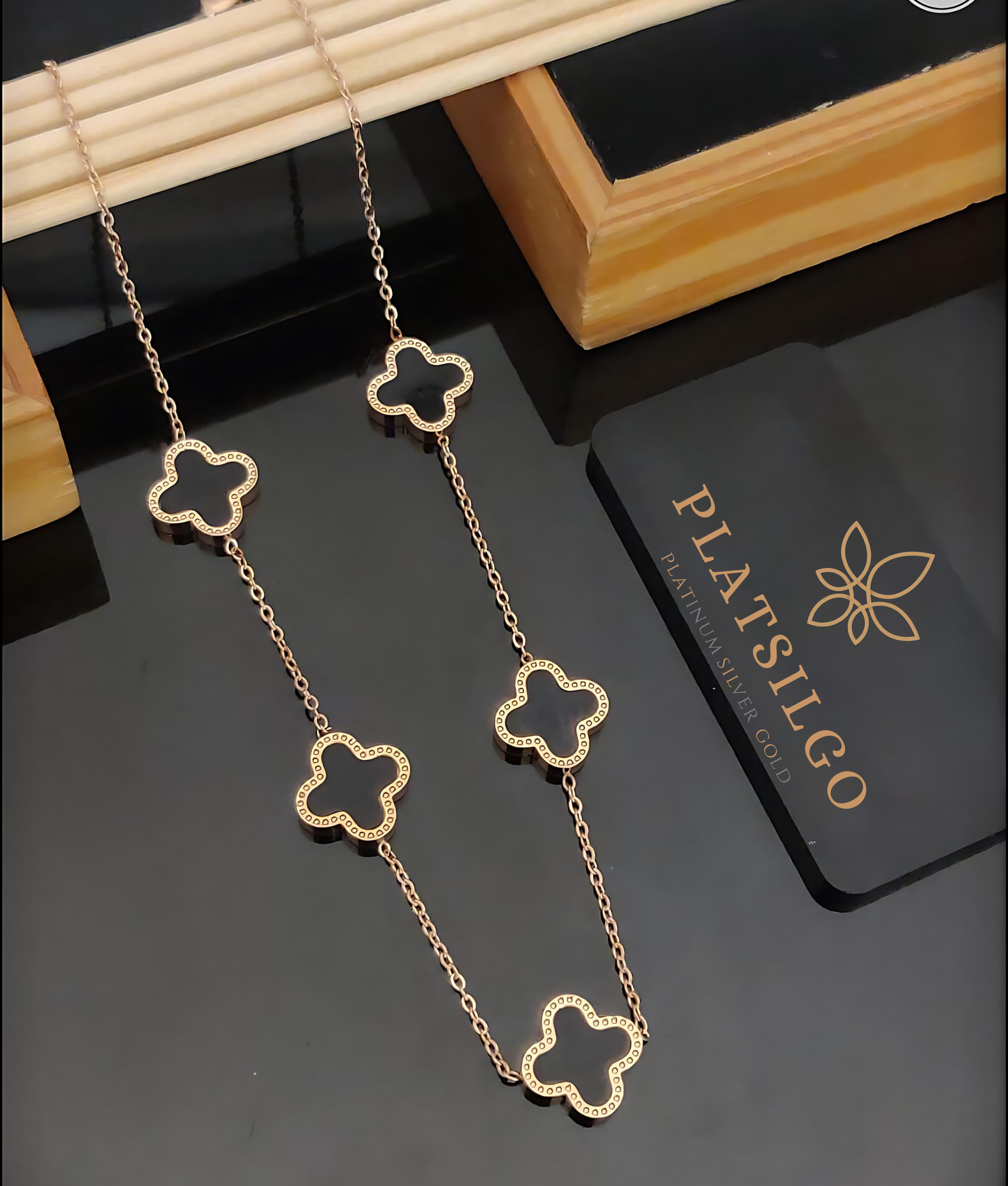 Gold Plated Clover Charm Necklace - Platsilgo