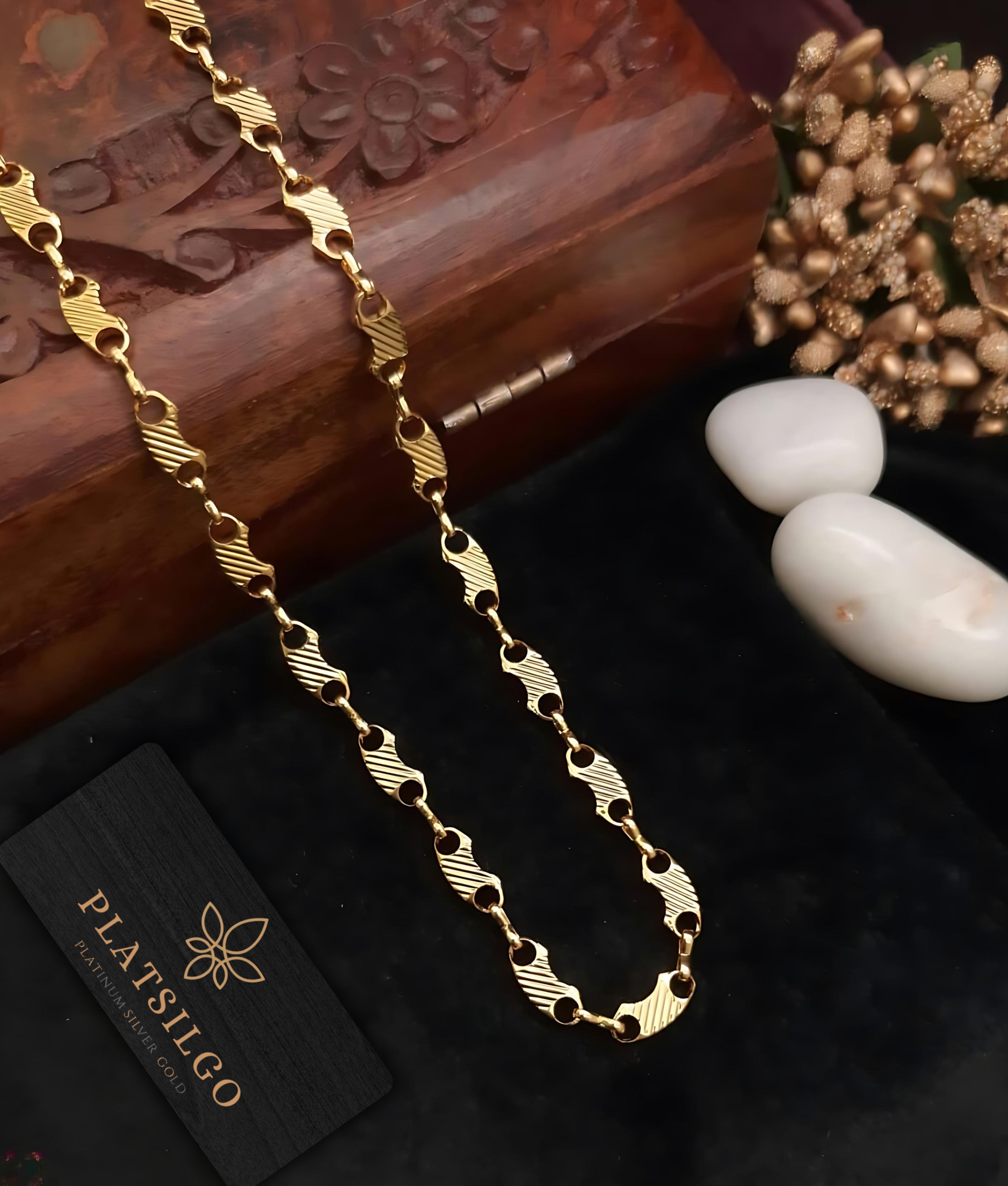 Elegant Gold Chain with Delicate Link - Platsilgo